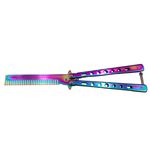 Briceag fluture de antrenament IdeallStore&reg;, tip pieptan, Rainbow Comb, 22 cm, multicolor fotografia produsului