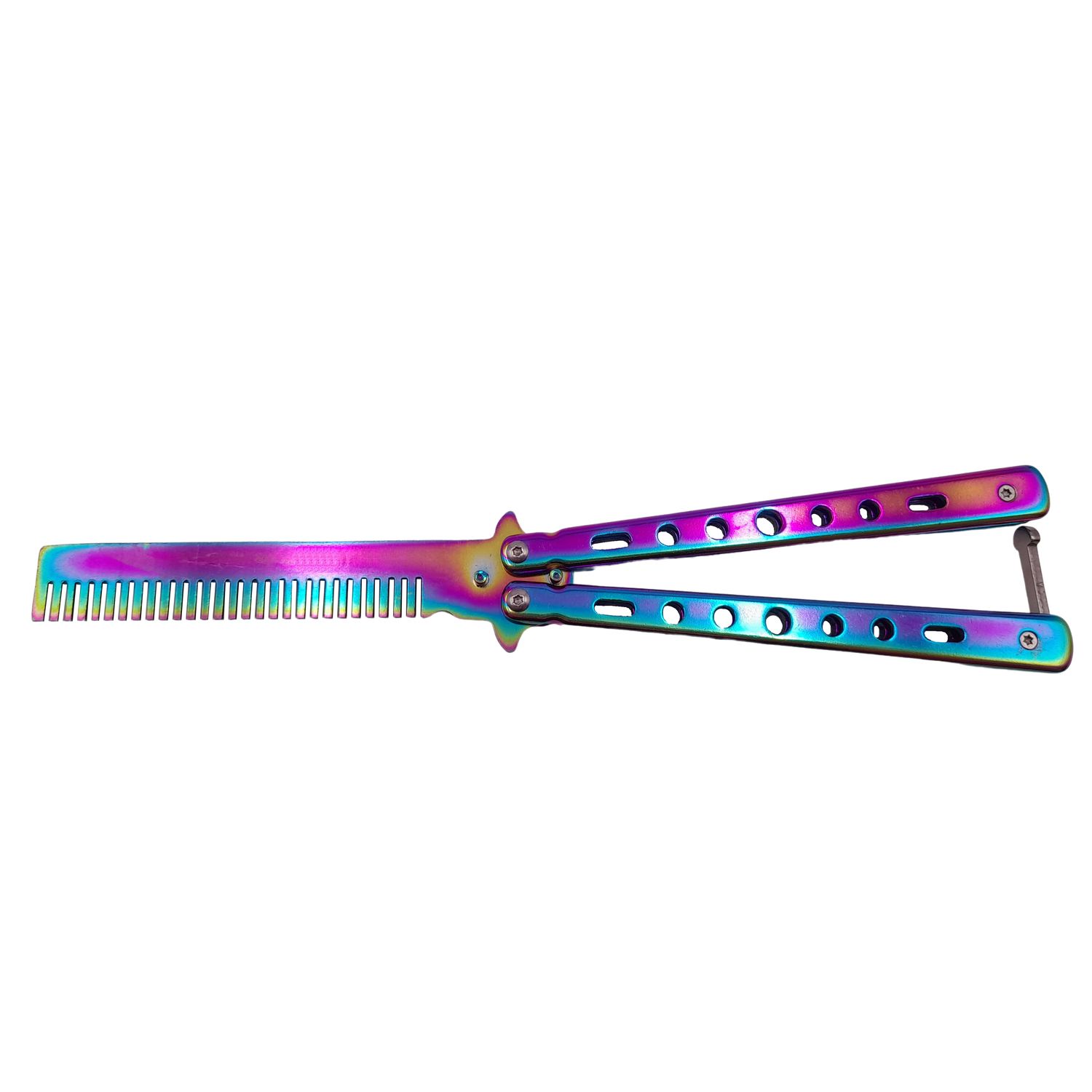 Briceag fluture de antrenament IdeallStore&reg;, tip pieptan, Rainbow Comb, 22 cm, multicolor fotografia produsului