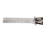 Briceag fluture de antrenament IdeallStore&reg;, tip pieptan, Silver Comb, 22 cm, argintiu fotografia produsului View 4 S