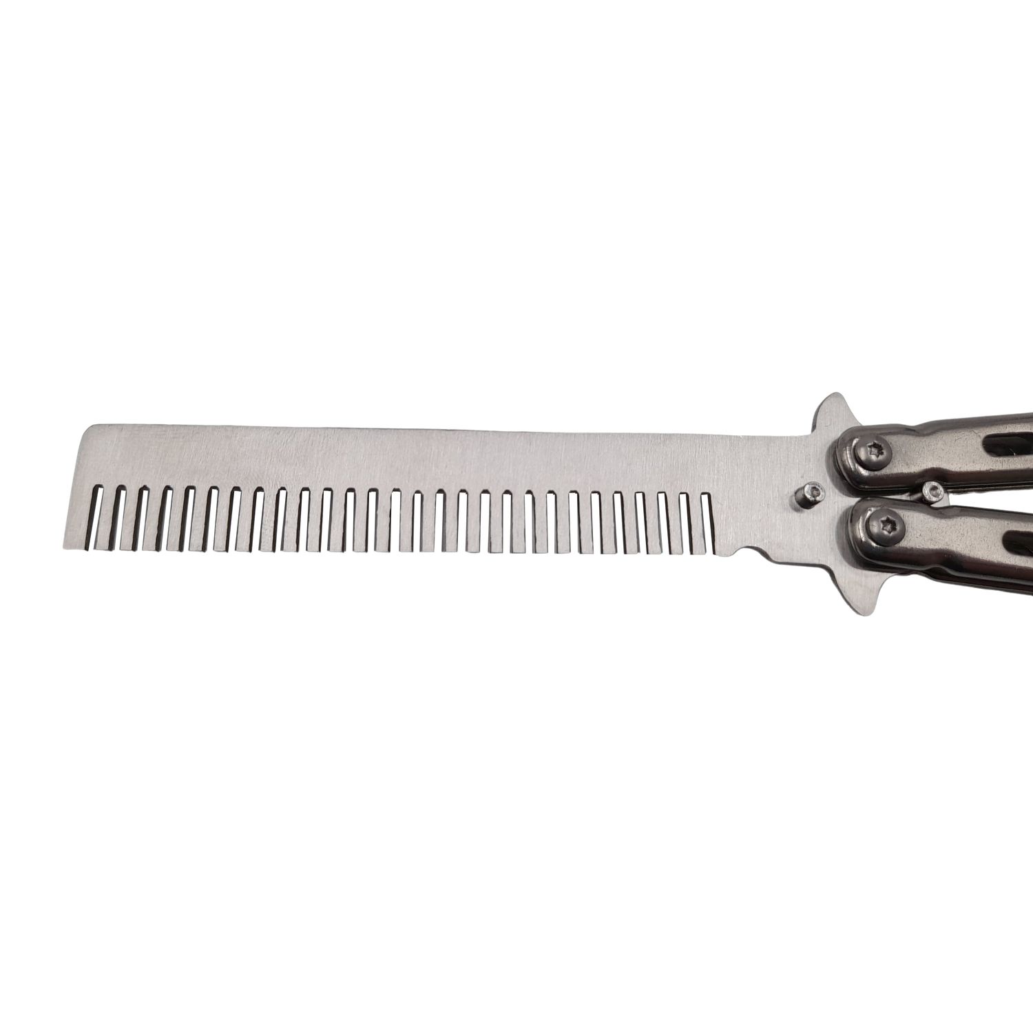 Briceag fluture de antrenament IdeallStore&reg;, tip pieptan, Silver Comb, 22 cm, argintiu fotografia produsului View 4 L