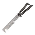 Briceag fluture de antrenament IdeallStore&reg;, tip pieptan, Silver Comb, 22 cm, argintiu fotografia produsului View 2 S