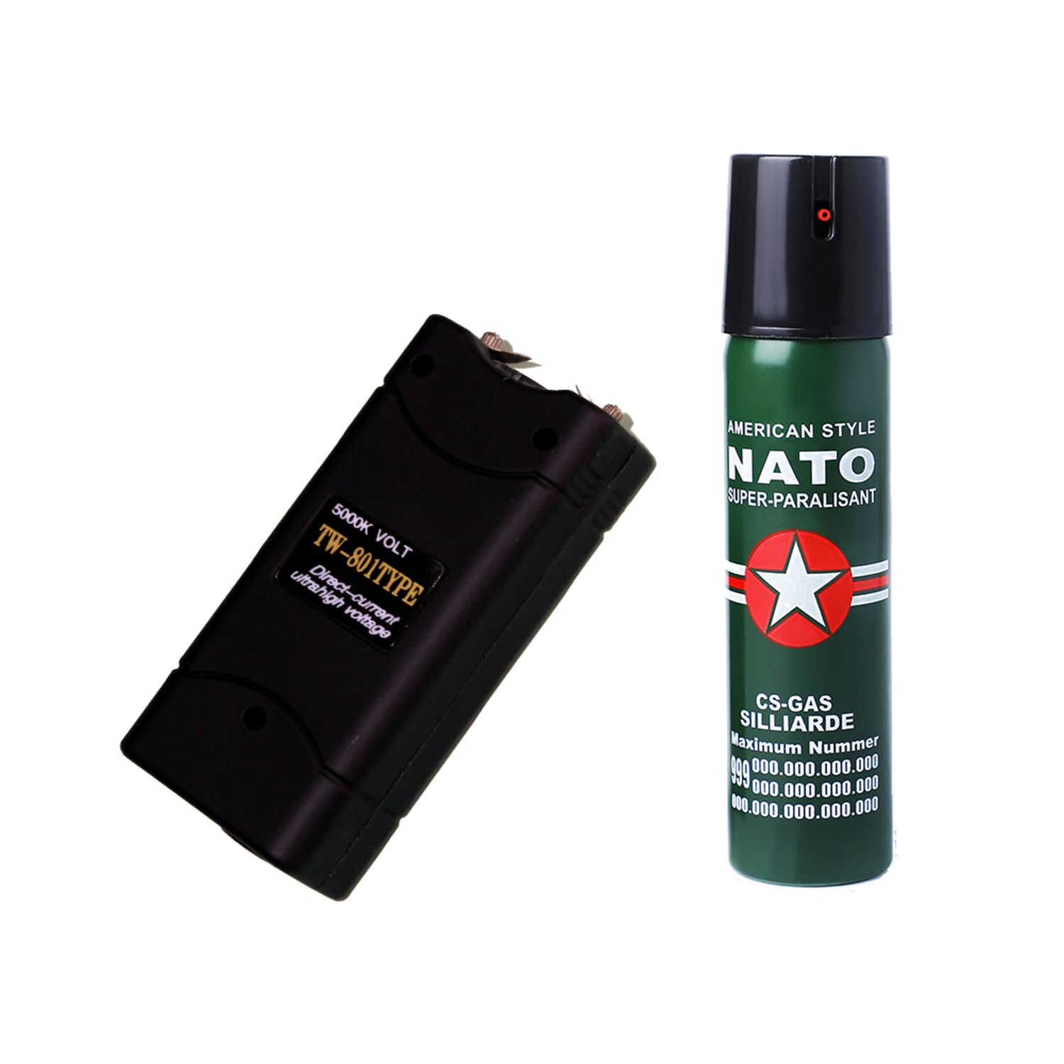 Set autoaparare, electrosoc 800T si spray NATO 60 ml fotografia produsului