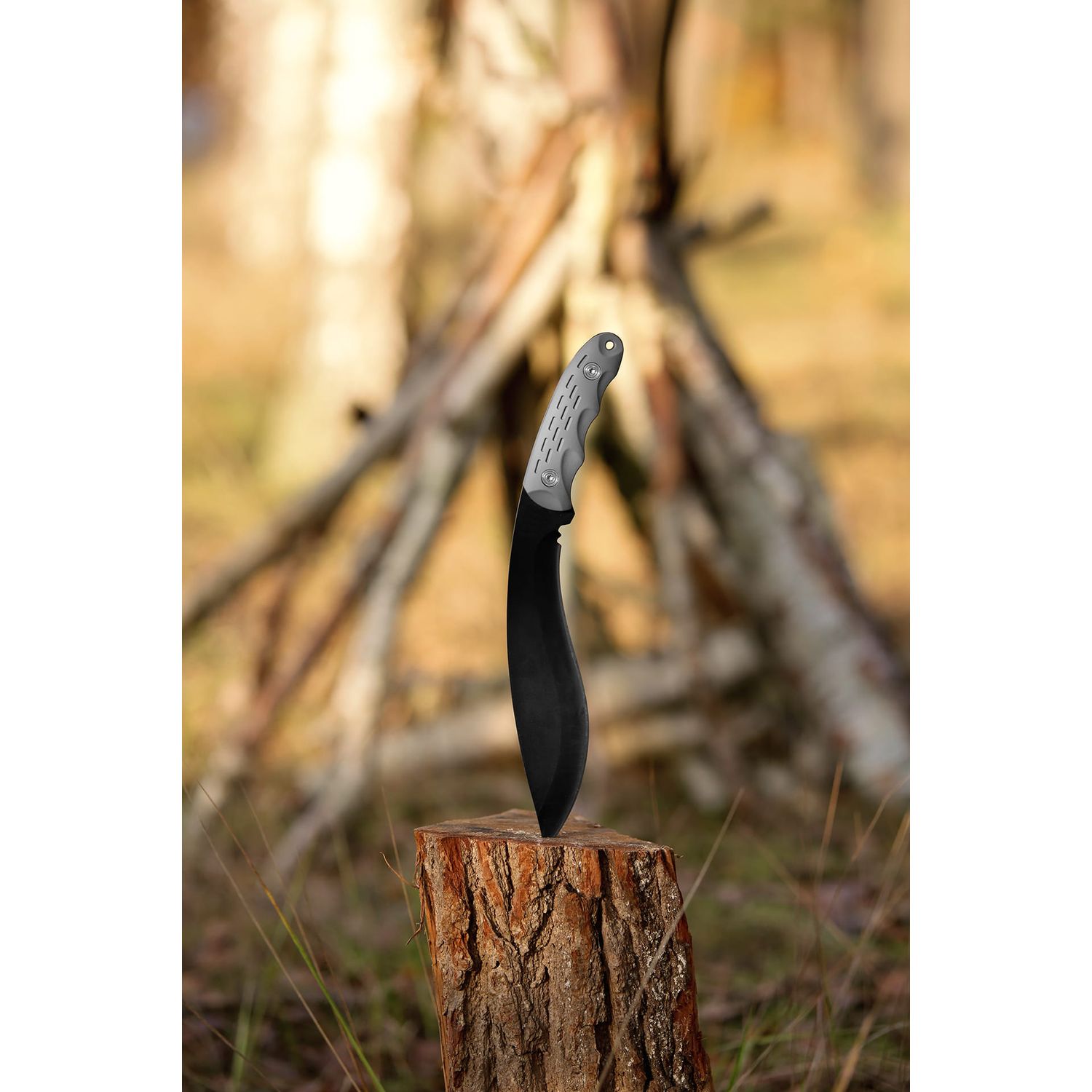 Cutit tip maceta IdeallStore&reg;, Mini Kukri, negru, 30 cm, teaca inclusa fotografia produsului View 8 L