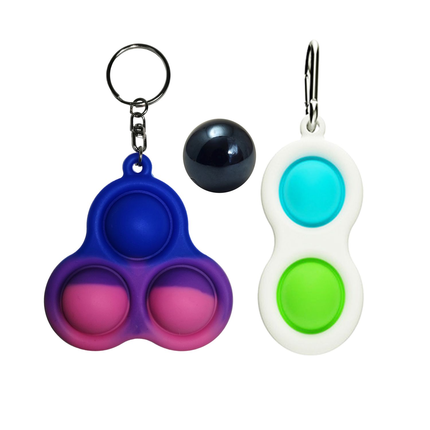 Set jucarii antistres, Pop it, breloc, 8 cm, tricolor, bila inclusa fotografia produsului