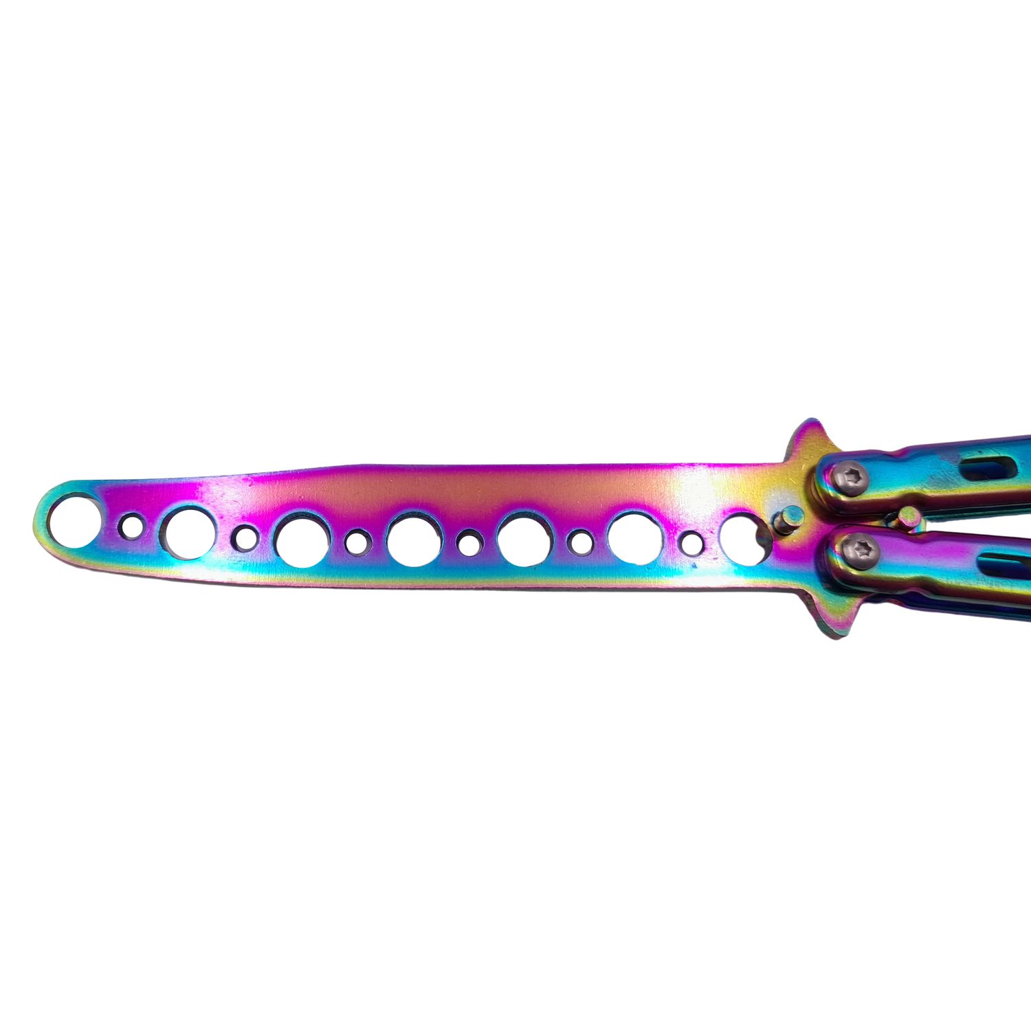 Briceag de antrenament IdeallStore&reg;, model fluture, Rainbow Distortion, otel, 22.5 cm, multicolor fotografia produsului View 4 L