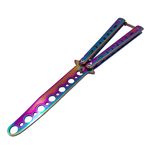 Briceag de antrenament IdeallStore&reg;, model fluture, Rainbow Distortion, otel, 22.5 cm, multicolor fotografia produsului View 2 S
