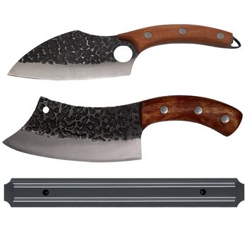 Set macelar IdeallStore®, Japanese Blades, satar, cutit si suport magnetic, otel inxodabil, maro