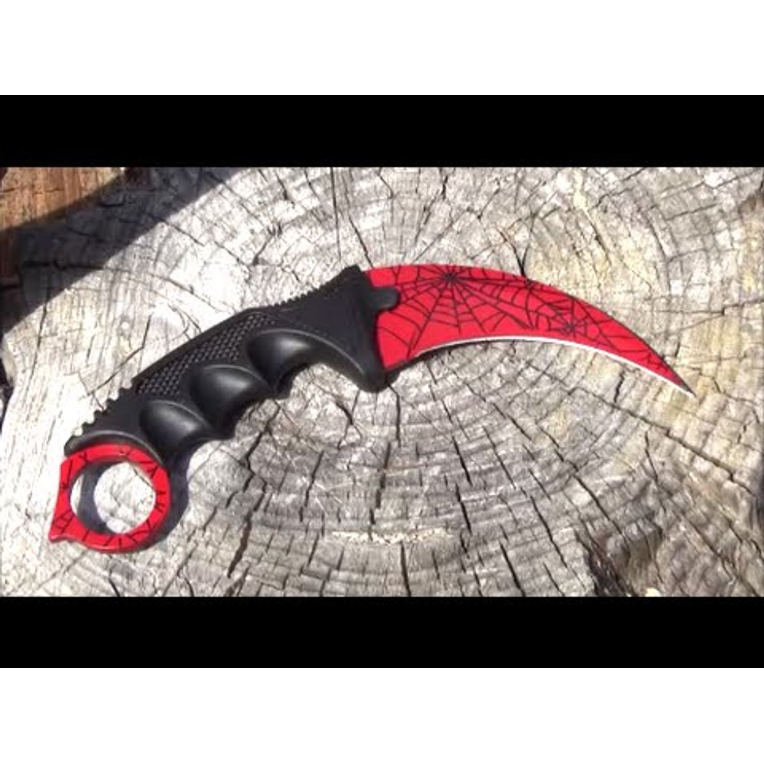 Cutit Karambit, spider web, rosu, 18.5 cm fotografia produsului View 5 L