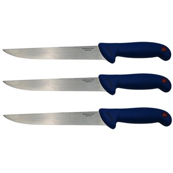 Set trei cutite de bucatarie IdeallStore®, Chef s Blade, otel inoxidabil, 33 cm, albastru