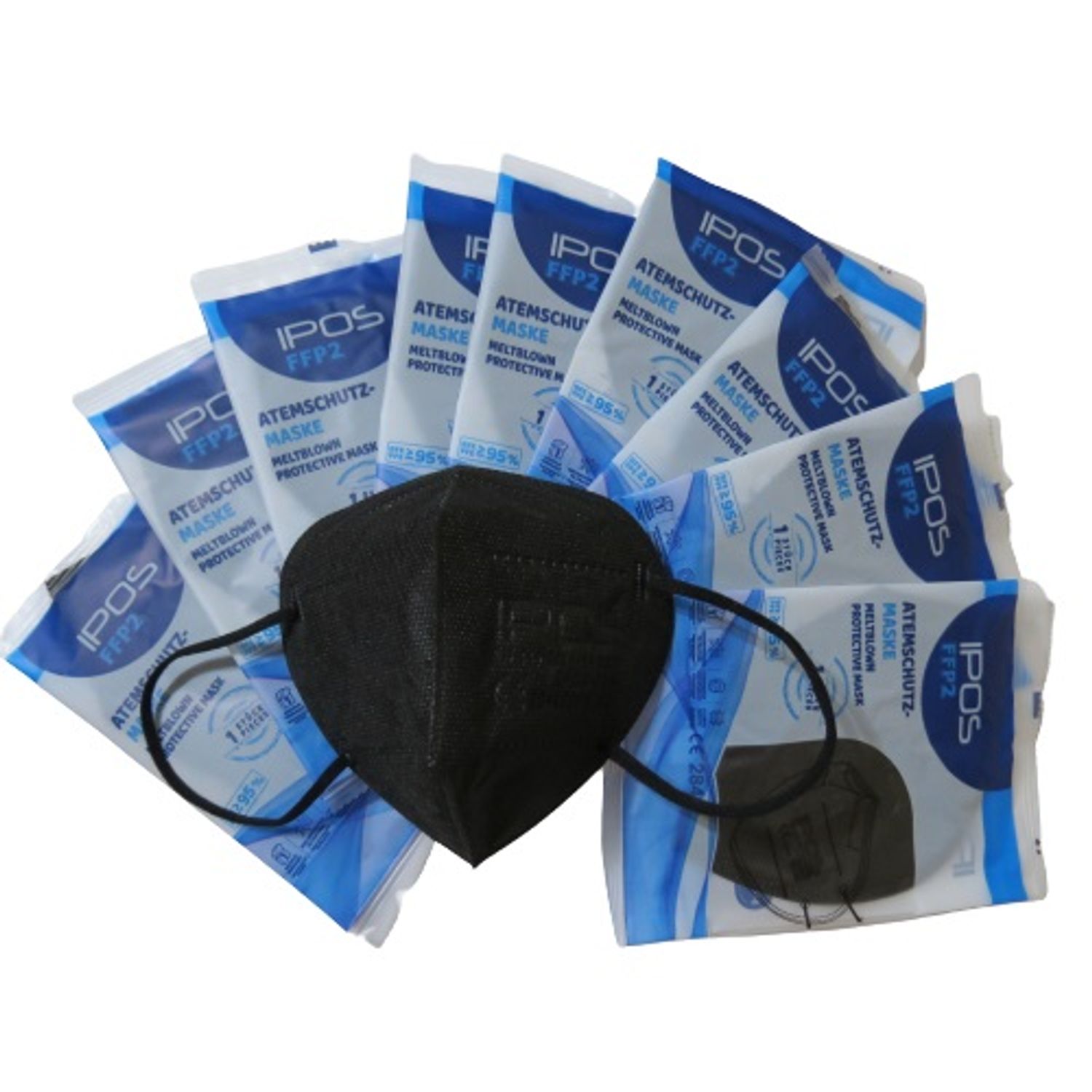 Masca FFP2, 5 straturi, BFE>95%, neagra, certificare CE 2841 fotografia produsului View 5 L