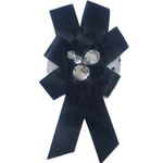 Brosa tip jabou, Handmade, Statement, 2 in 1, Clips par, Cu dantela plasa si cristale, Textil, Metal, 17x10 cm, Negru fotografia produsului View 3 S