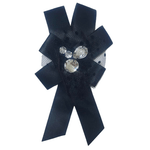 Brosa tip jabou, Handmade, Statement, 2 in 1, Clips par, Cu dantela plasa si cristale, Textil, Metal, 17x10 cm, Negru fotografia produsului