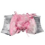 Clama de par cu 2 piepteni, Cu perle, margele si cristale, Textil, Metal, 15x8 cm, Roz fotografia produsului View 6 S