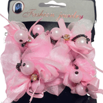 Clama de par cu 2 piepteni, Cu perle, margele si cristale, Textil, Metal, 15x8 cm, Roz fotografia produsului View 2 S