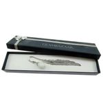 Semn de carte metalic pana cu jad alb fotografia produsului View 2 S