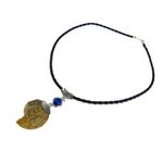 Colier statement cu amonit fosil si lapis-lazuli B fotografia produsului