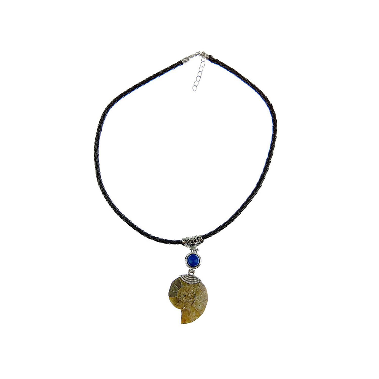 Colier statement cu amonit fosil si lapis-lazuli B fotografia produsului View 2 L