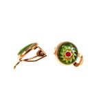 Cercei clips Millefiori verde 10 MM fotografia produsului View 3 S