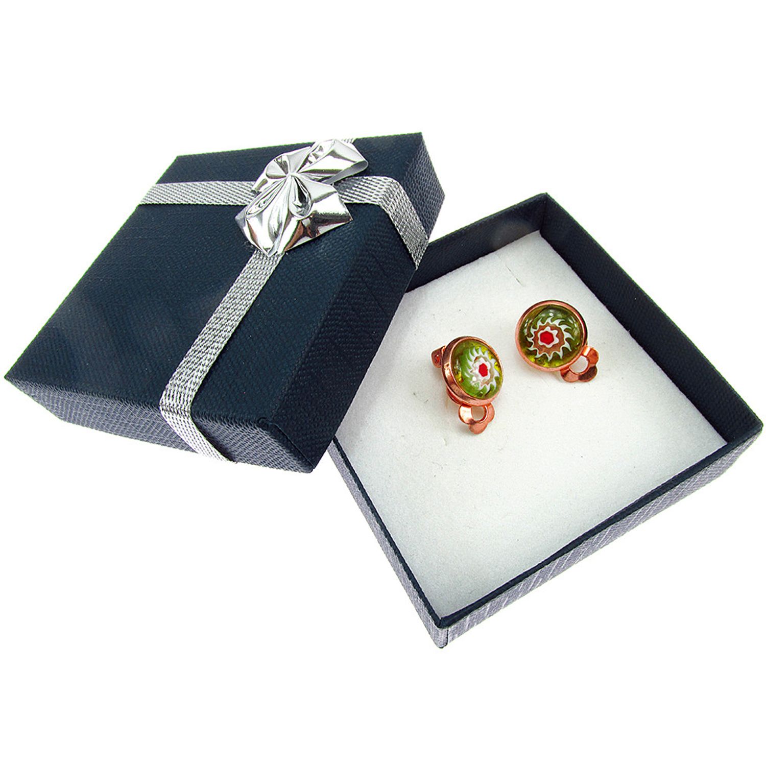 Cercei clips Millefiori verde 10 MM fotografia produsului View 4 L
