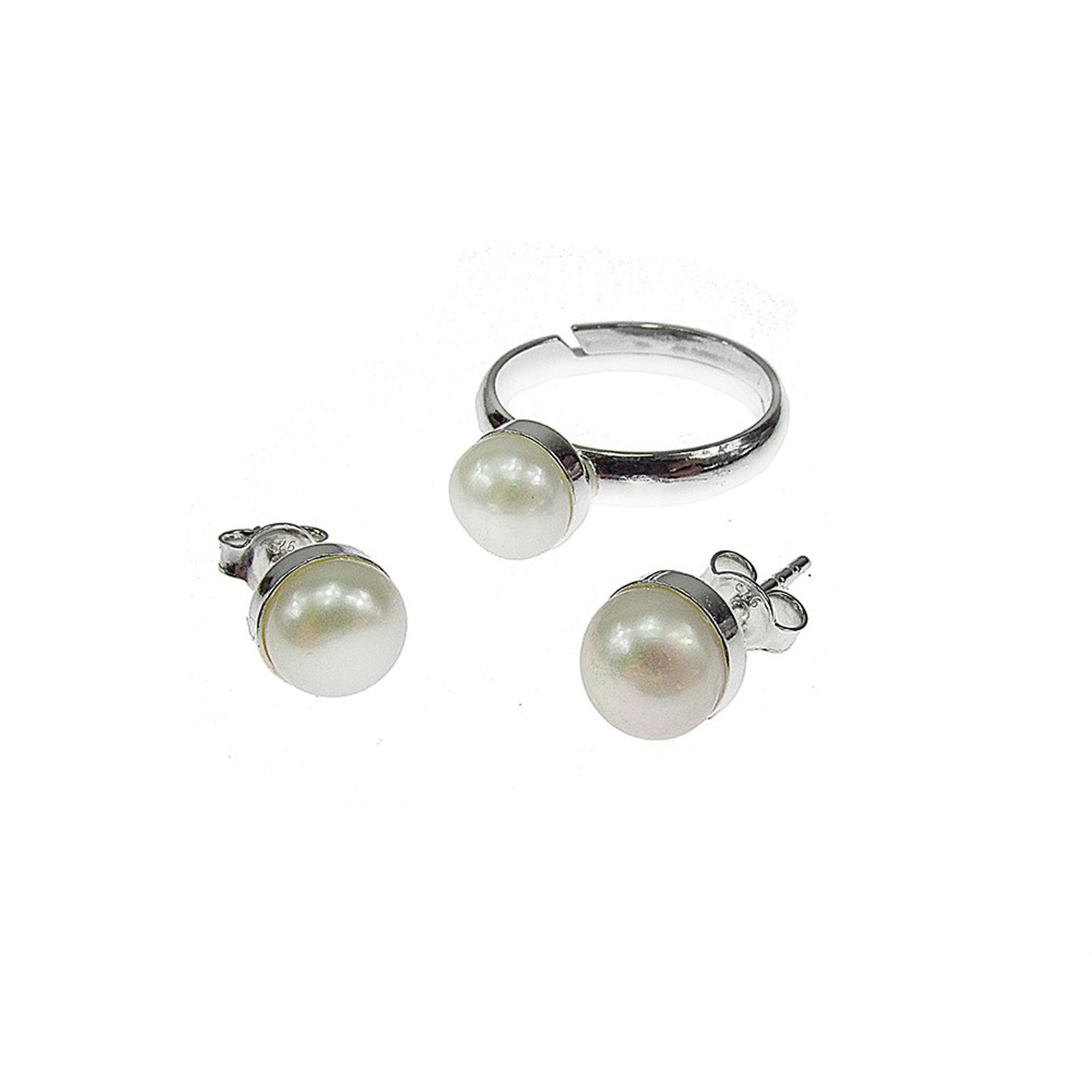 Set argint Joy perle de cultura albe 6 MM fotografia produsului
