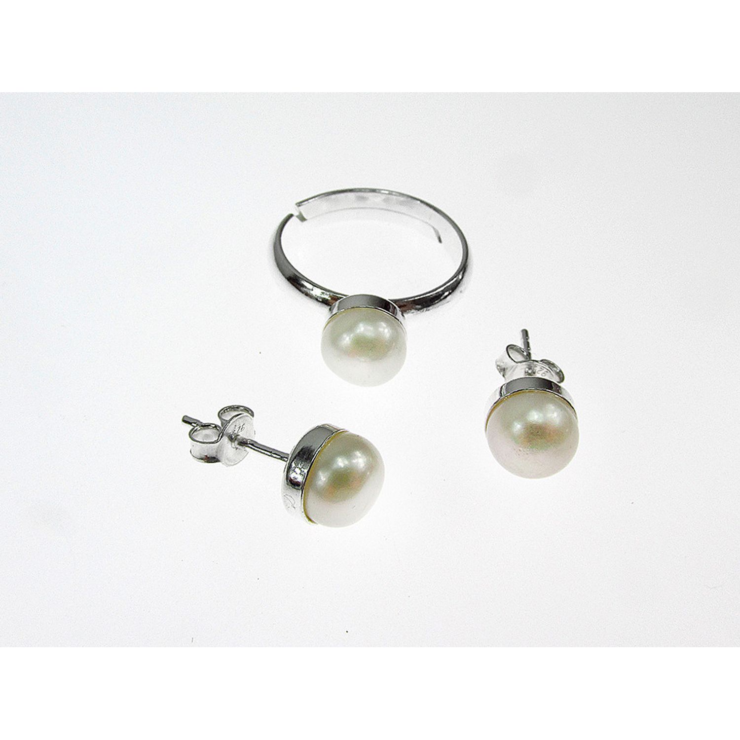 Set argint Joy perle de cultura albe 6 MM fotografia produsului View 2 L