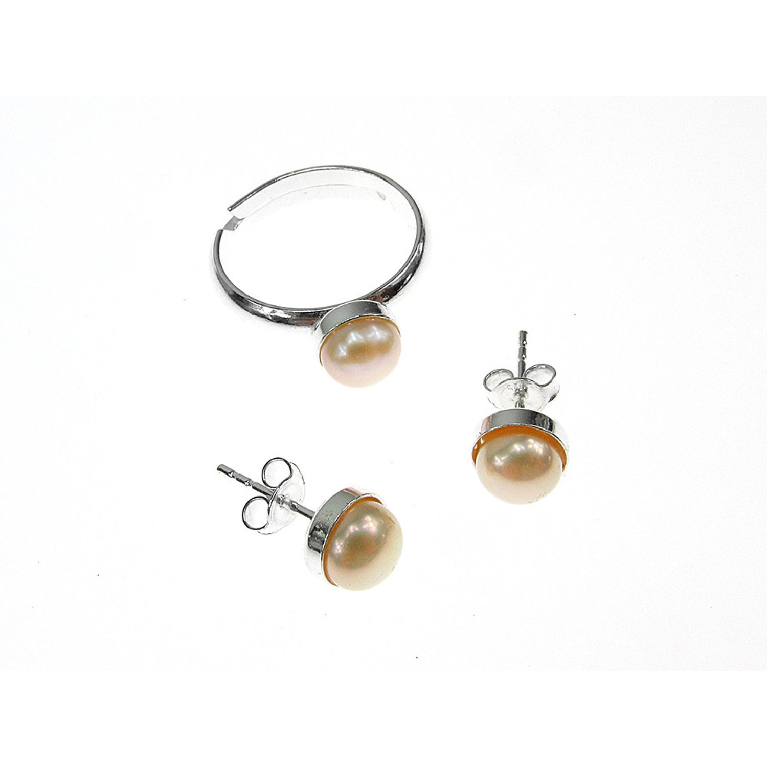 Set argint Joy perle de cultura oranj 6 MM fotografia produsului View 2 L
