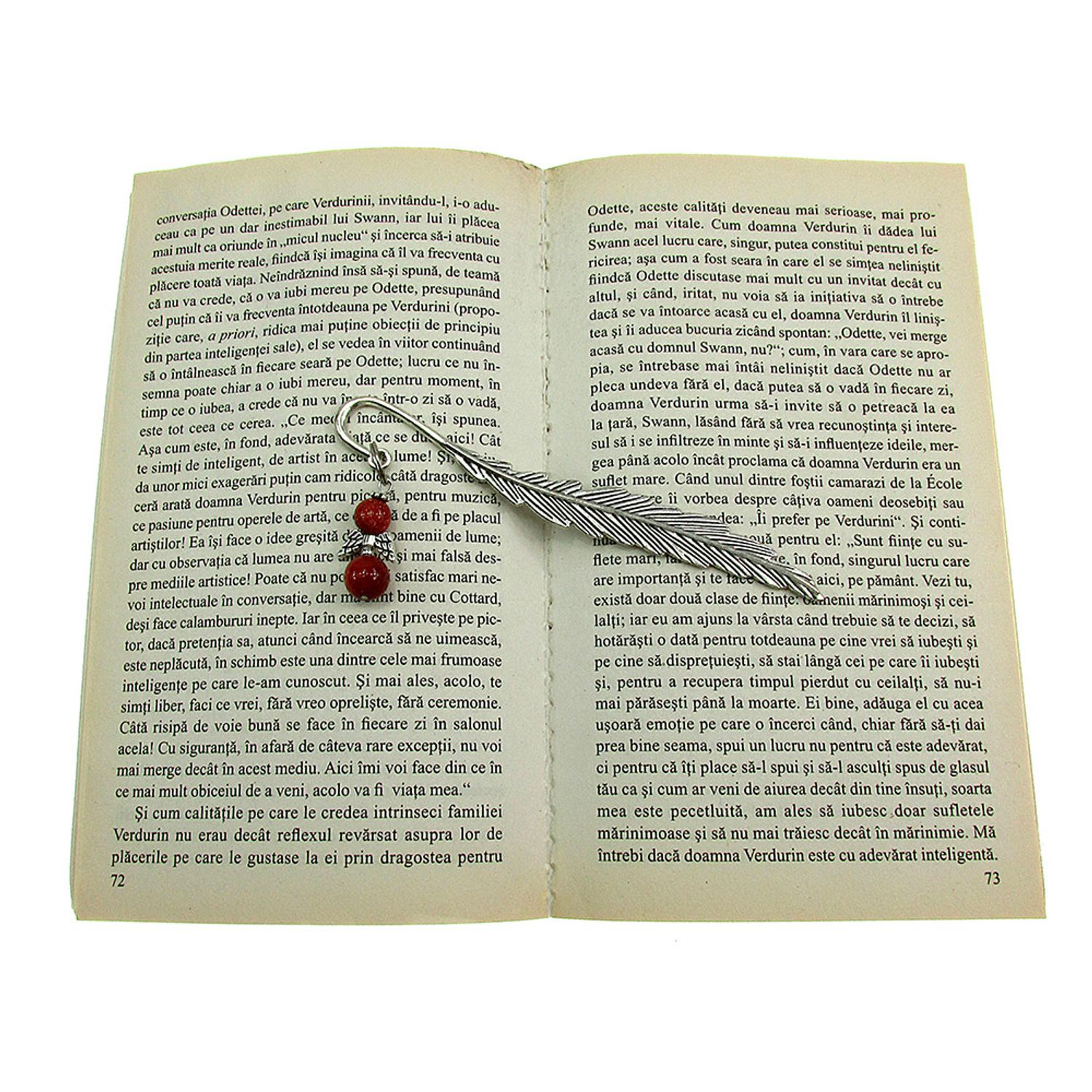 Semn de carte metalic pana cu ingeras Piatra Soarelui maro fotografia produsului View 3 L