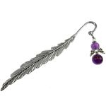 Semn de carte metalic pana cu ingeras ametist natural fotografia produsului