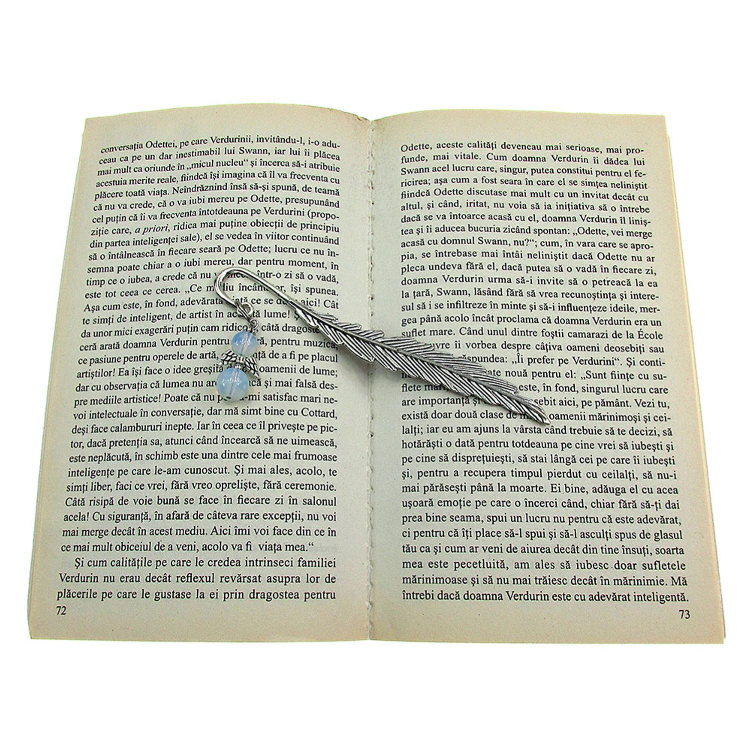 Semn de carte metalic pana cu ingeras piatra opalit fotografia produsului View 3 L