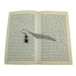 Semn de carte metalic pana cu ingeras ametist natural fotografia produsului View 3 S