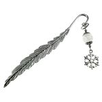 Semn de carte metalic pana cu fulg de nea si cristal de gheata fotografia produsului