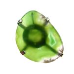 Inel reglabil statement masiv cu agat verde natural 8A fotografia produsului