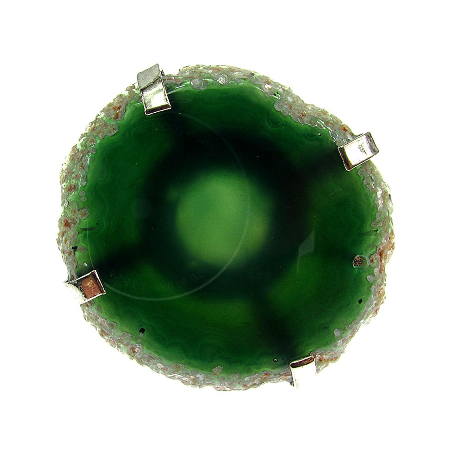 Inel reglabil statement masiv cu agat verde natural 10A fotografia produsului View 2 L