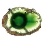 Inel reglabil statement masiv cu agat verde natural 9A fotografia produsului
