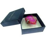 Inel reglabil statement masiv cu agat roz natural 5A fotografia produsului View 4 S