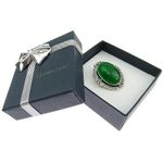 Brosa ovala mica cu agat verde natural fotografia produsului View 4 S