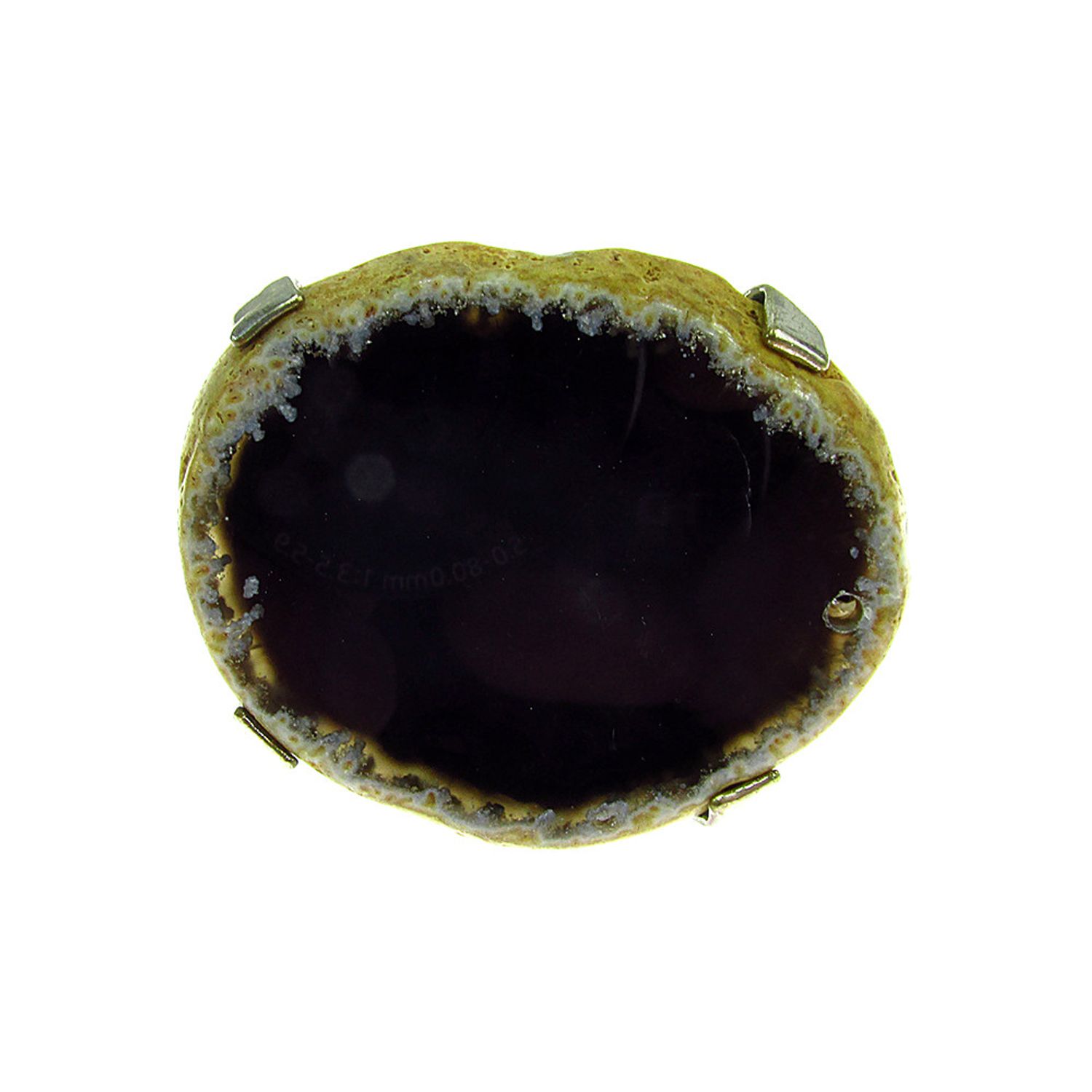Inel reglabil statement masiv cu agat negru natural 9A fotografia produsului View 2 L