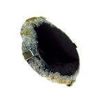 Inel reglabil statement masiv cu agat negru natural 5A fotografia produsului View 2 S