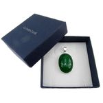 Pandantiv argint mare cu agata verde naturala 25x18 MM fotografia produsului
