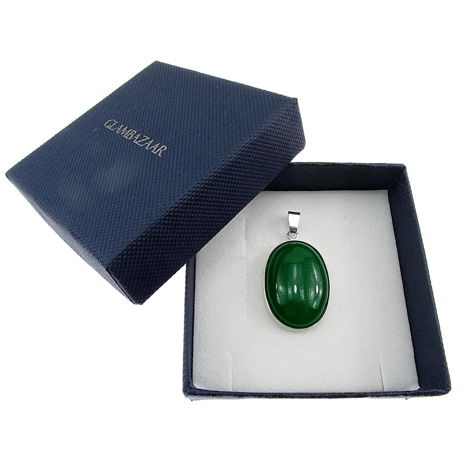 Pandantiv argint mare cu agata verde naturala 25x18 MM fotografia produsului