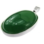 Pandantiv argint mare cu agata verde naturala 25x18 MM fotografia produsului View 3 S