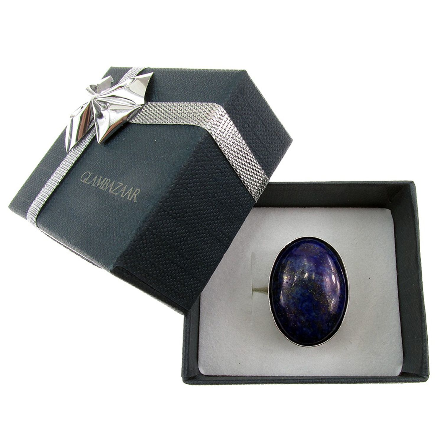 Inel argint reglabil masiv lapis lazuli 25x18 MM fotografia produsului View 3 L
