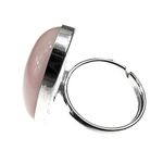 Inel argint reglabil masiv cu cuart roz 25x18 MM fotografia produsului View 2 S