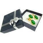 Set argint placat cu aur cu agate verzi 14x10 MM fotografia produsului View 3 S
