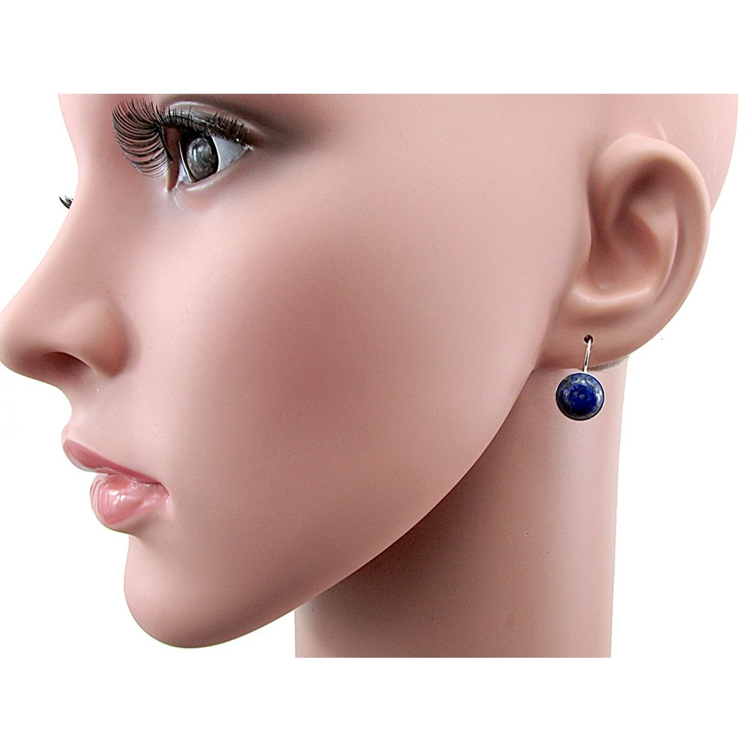Cercei argint clasici cu lapis lazuli 10 MM fotografia produsului View 3 L