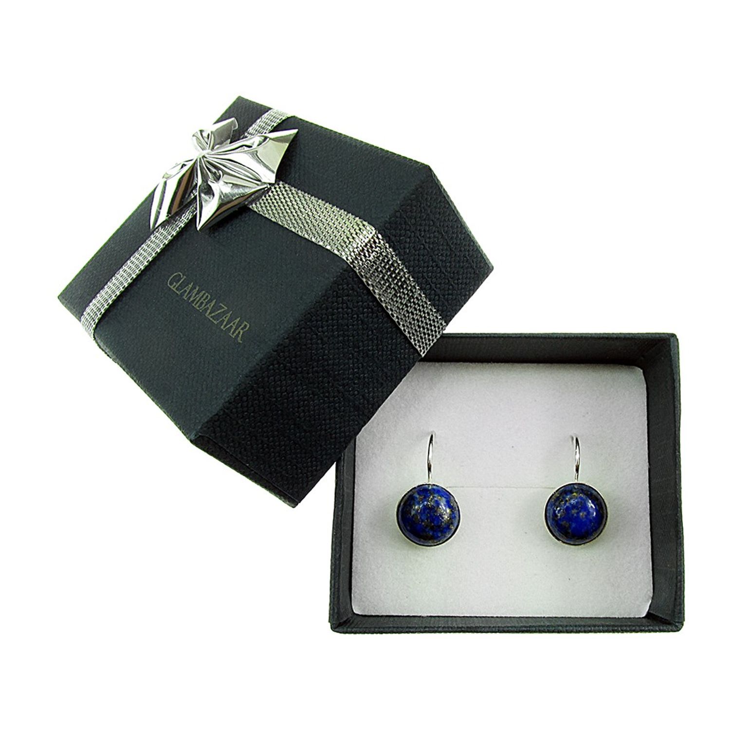 Cercei argint clasici cu lapis lazuli 10 MM fotografia produsului View 4 L