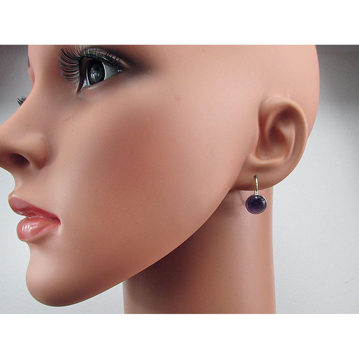 Cercei argint model clasic cu ametist 10 MM fotografia produsului View 5 L