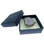 Inel reglabil statement masiv cu agata violet naturala 6A fotografia produsului View 4 S