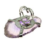 Inel reglabil statement masiv cu agata violet naturala 6A fotografia produsului View 3 S