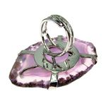 Inel reglabil statement masiv cu agata violet naturala 8A fotografia produsului View 3 S